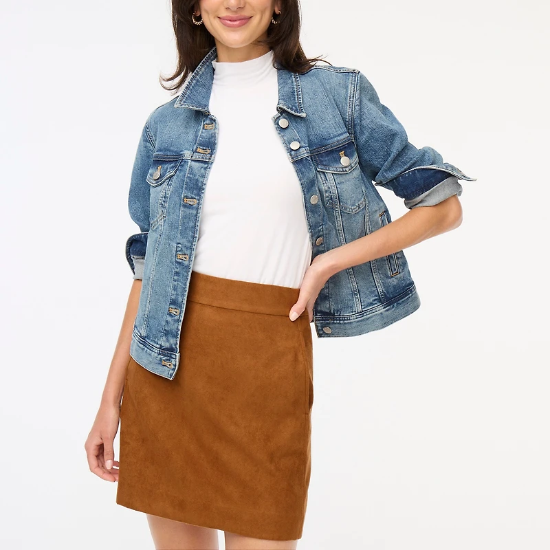 Faux-suede mini skirt
