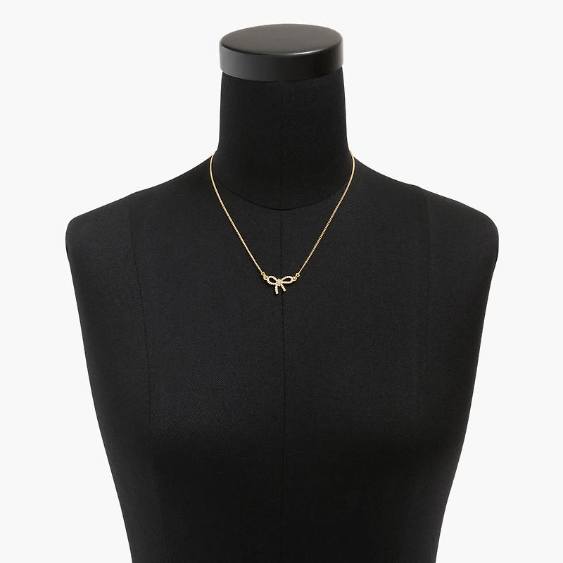 Pavé crystal bow necklace