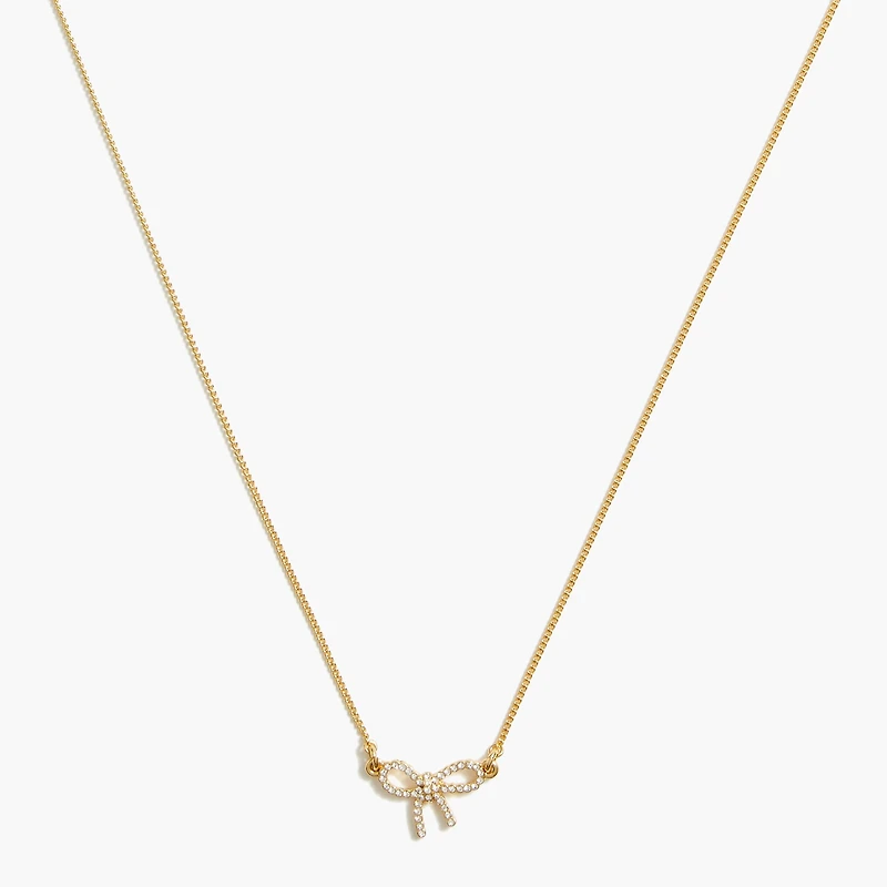 Pavé crystal bow necklace
