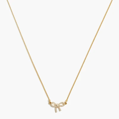 Pavé crystal bow necklace