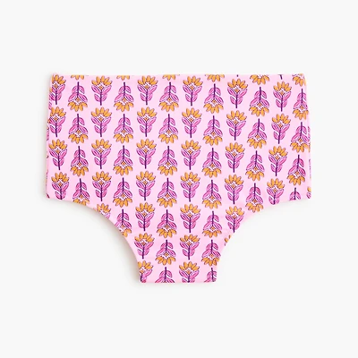 Printed high-waisted bikini bottom