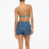 Printed french bikini top with ruffles
