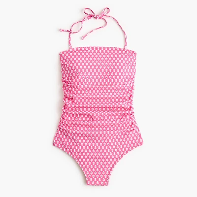 Printed strapless one-piece swimsuit