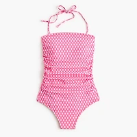 Printed strapless one-piece swimsuit