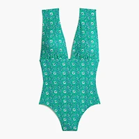 Paisley V-neck one-piece swimsuit