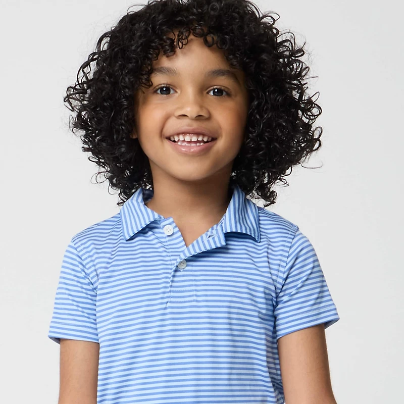 Boys' striped performance polo shirt