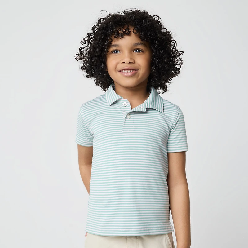 Boys' striped performance polo shirt