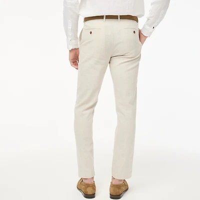 Straight-fit linen-cotton blend pant