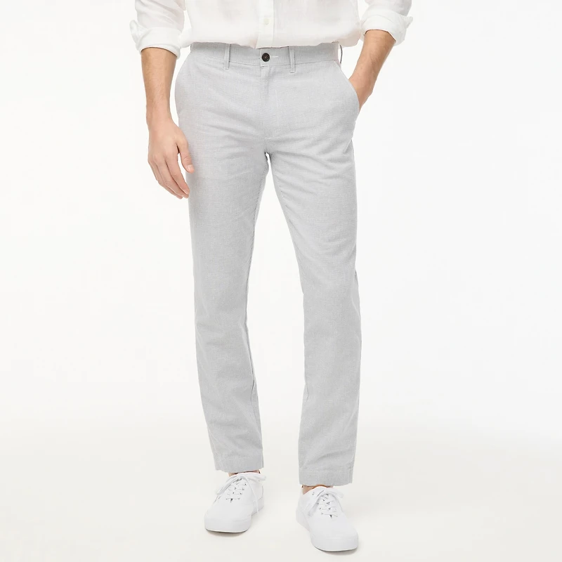 Straight-fit linen-cotton blend pant