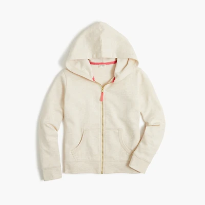 Girls' full-zip cotton-blend hoodie
