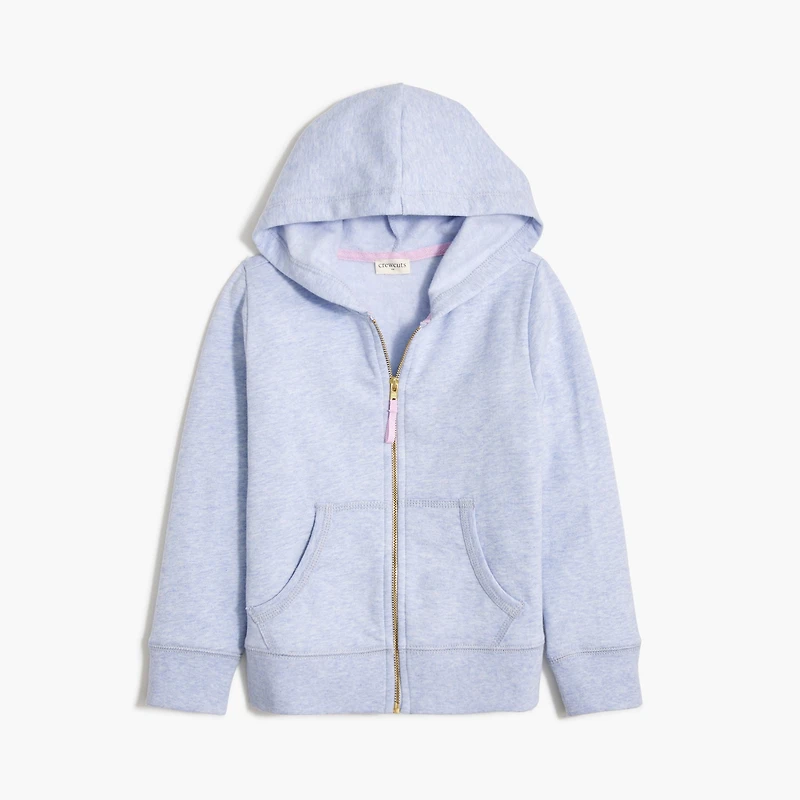 Girls' full-zip cotton-blend hoodie