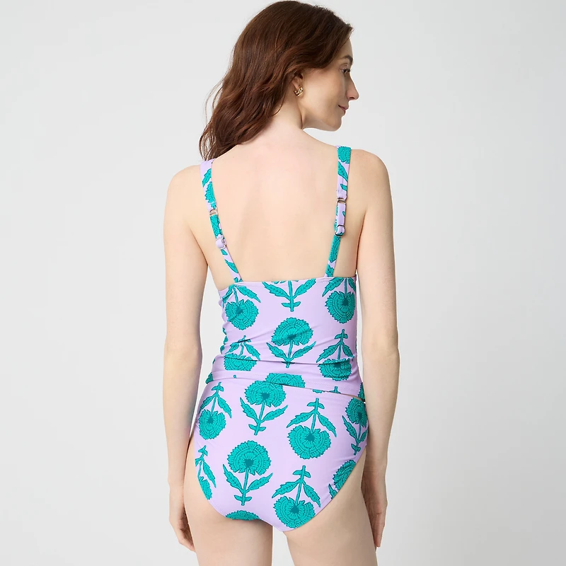 Printed mid-rise bikini bottom