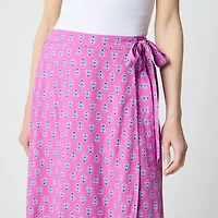 Printed faux-wrap skirt