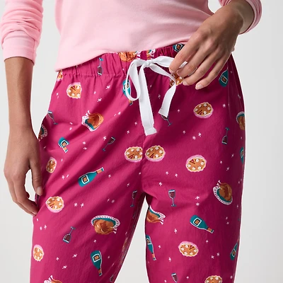Cropped cotton pajama pant