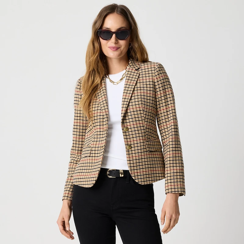 Herringbone wool-blend schoolboy blazer
