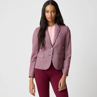 Petite herringbone wool-blend schoolboy blazer