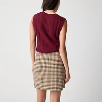 Plaid wool-blend A-line mini skirt