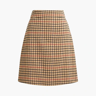 Plaid wool-blend A-line mini skirt