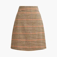 Plaid wool-blend A-line mini skirt