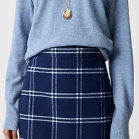 Plaid wool-blend A-line mini skirt