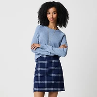 Plaid wool-blend A-line mini skirt
