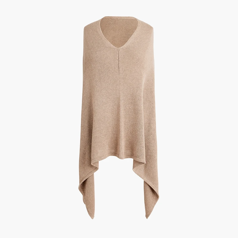 Cotton-blend triangle sweater poncho
