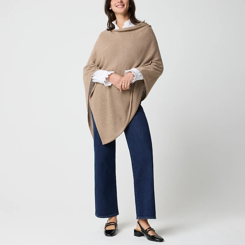 Cotton-blend triangle sweater poncho