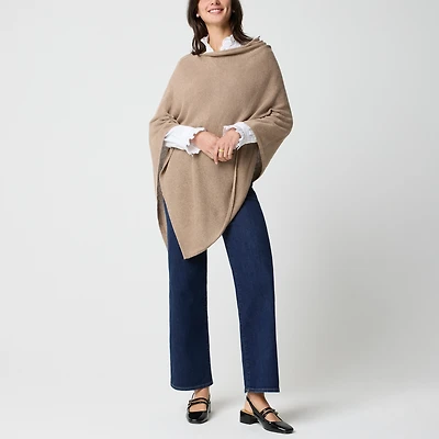 Cotton-blend triangle sweater poncho