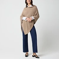 Cotton-blend triangle sweater poncho