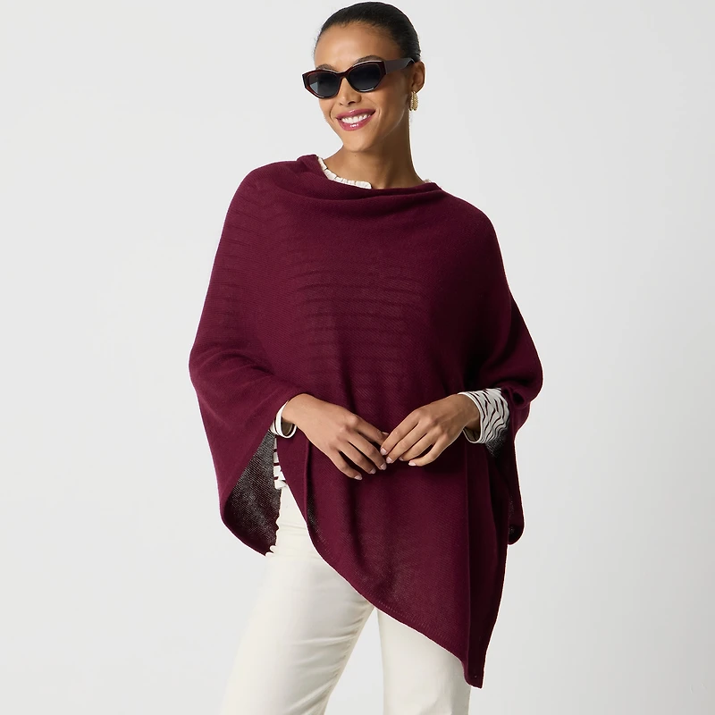 Cotton-blend triangle sweater poncho