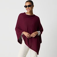 Cotton-blend triangle sweater poncho