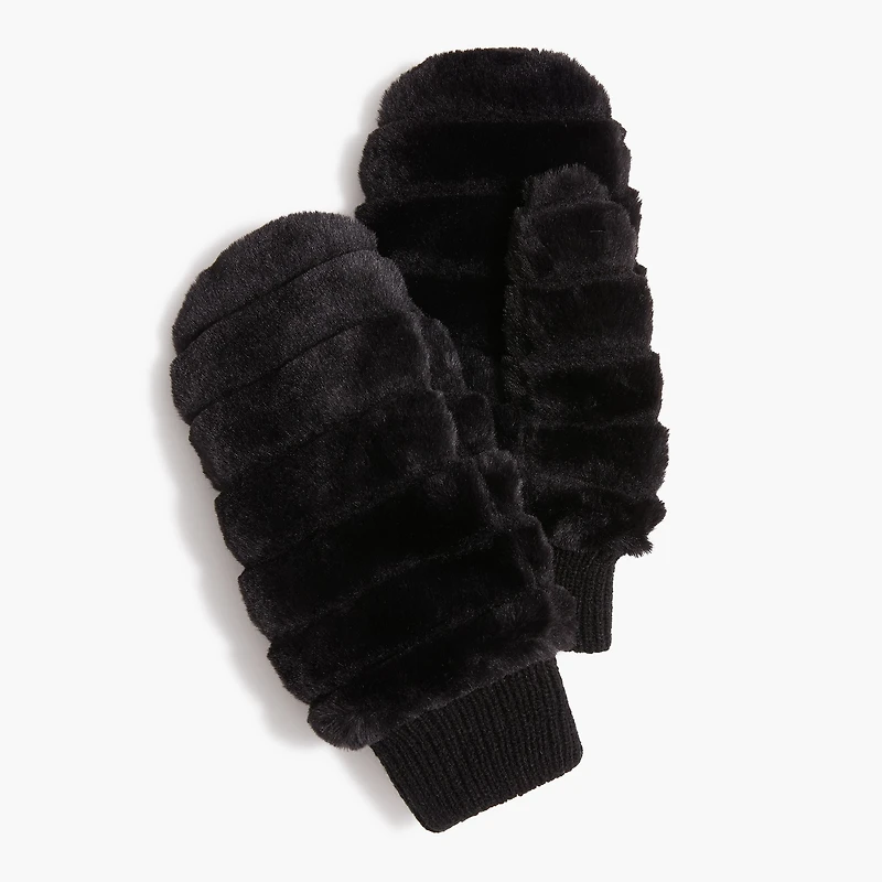 Faux-fur mittens