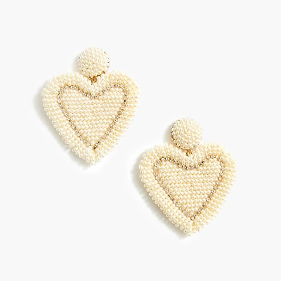Beaded heart statement earrings