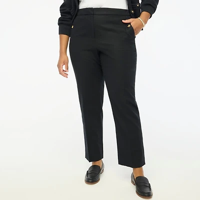 Linen-cotton blend elastic-back Sailor pant