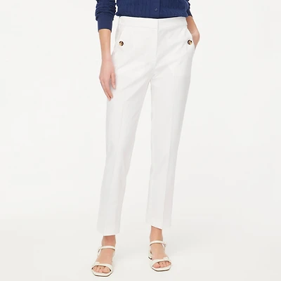 Linen-cotton blend elastic-back Sailor pant