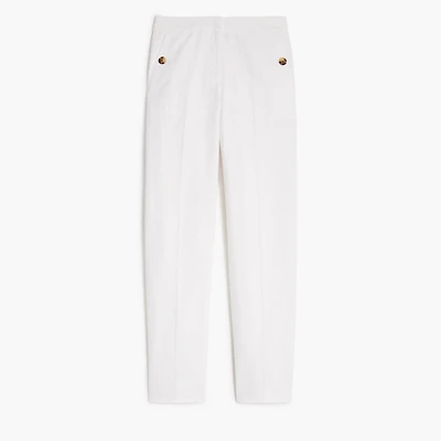 Linen-cotton blend elastic-back Sailor pant