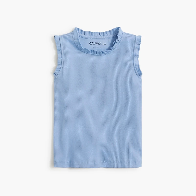 Girls' ribbed ruffle-trim tank top