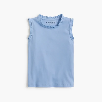 Girls' ribbed ruffle-trim tank top