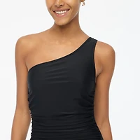 One-shoulder ruched one-piece swimsuit