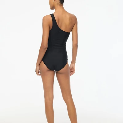 One-shoulder ruched one-piece swimsuit
