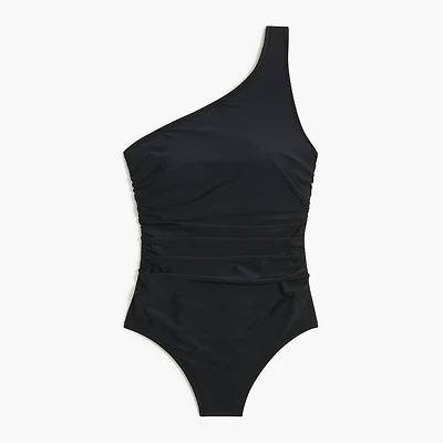 One-shoulder ruched one-piece swimsuit
