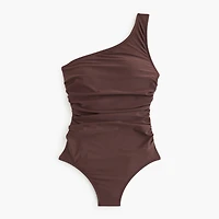 One-shoulder ruched one-piece swimsuit