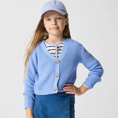 Girls' relaxed cardigan sweater
