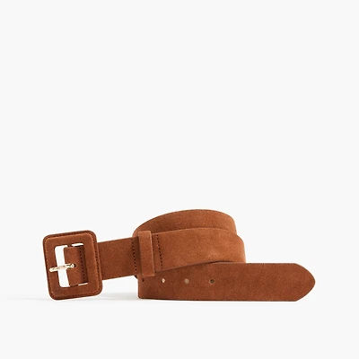 Suede square-buckle waist belt