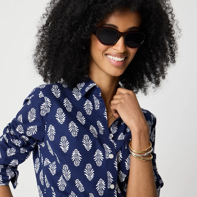 Button-up cotton poplin shirt signature fit