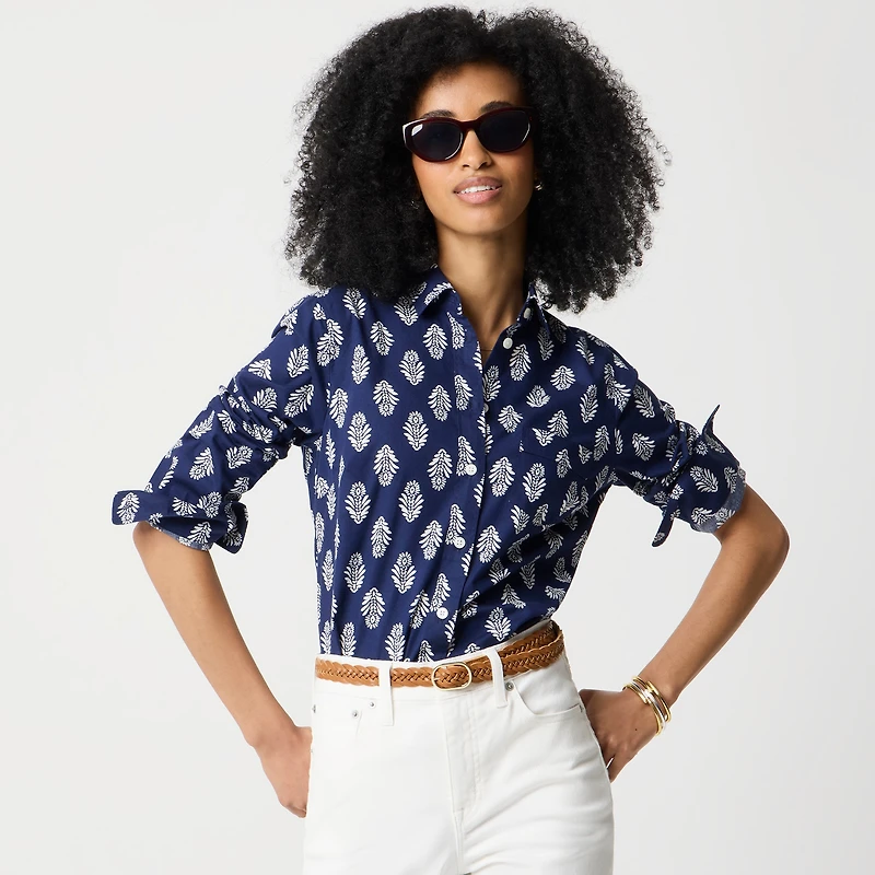 Button-up cotton poplin shirt signature fit