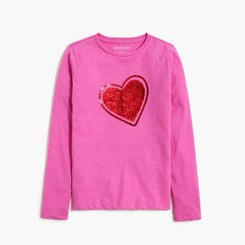 Girls' sequin heart graphic tee