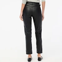 Full-length straight-leg pant faux leather