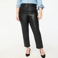 Full-length straight-leg pant faux leather