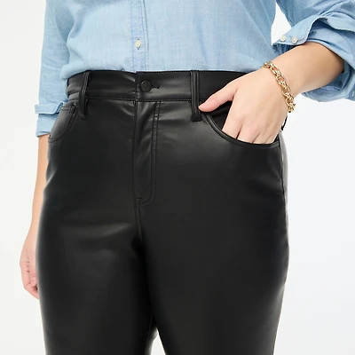 Full-length straight-leg pant faux leather